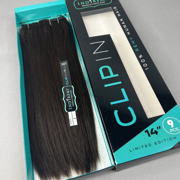 Indi Remi 9 Pc 14” Clip-in #2 Darke Brown Straight Human Virgin Hair Bobbi Boss